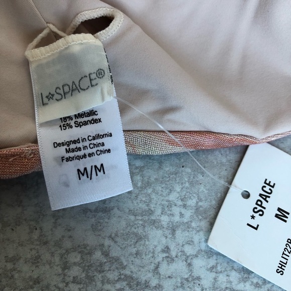 L Space Lizzie Top Bikini Set Shimmery Marble Swirl Pattern Size Medium - Picture 8 of 11